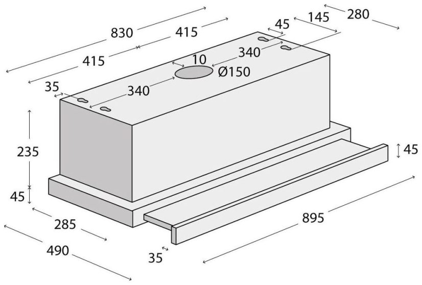 Conceptr OPV3890 Sinfonia výsuvná digestoř 90 cm