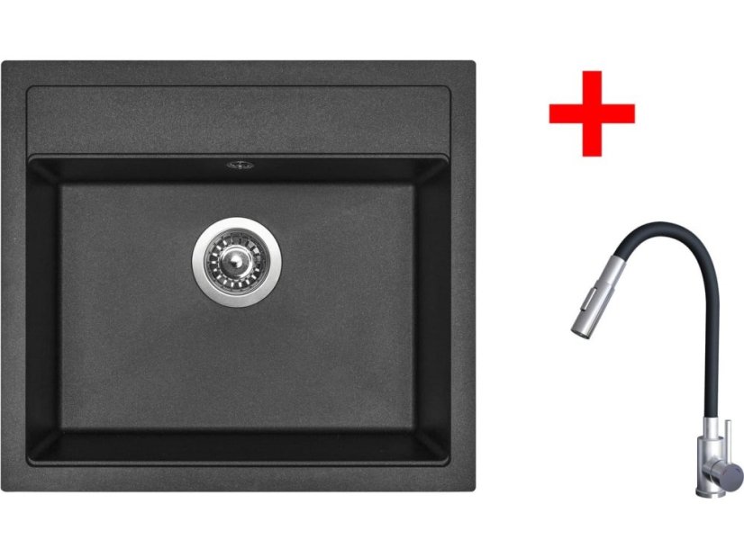 Set Sinks Solo 560 Metalblack + Elasta S nerez/černá