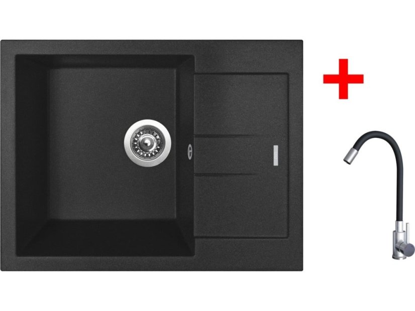 Sinks AMANDA 650 Metalblack + Elasta nerez/černá