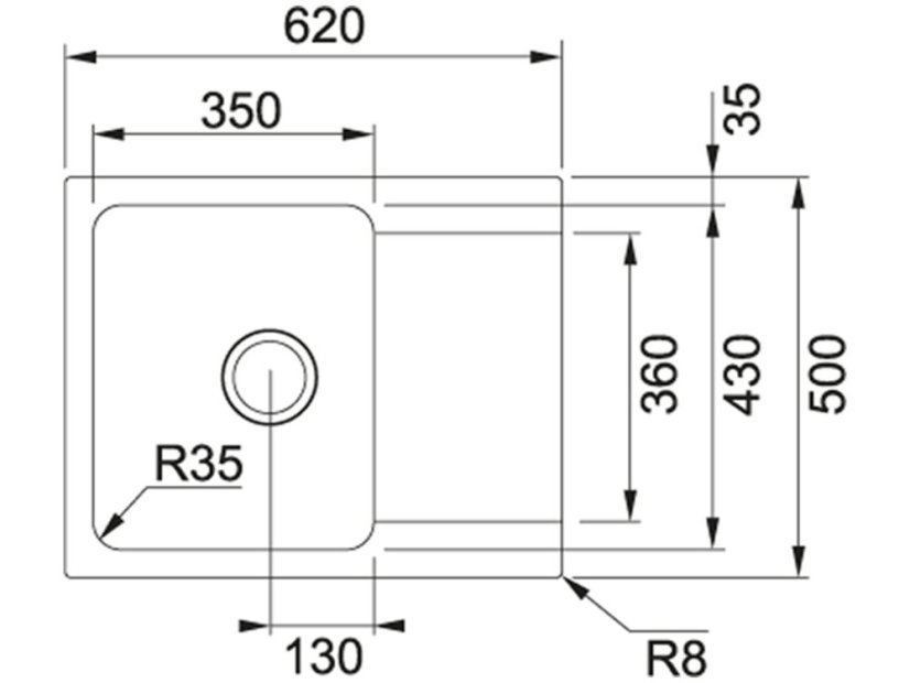 Tectonitový dřez Franke OID 611-62 Bílá