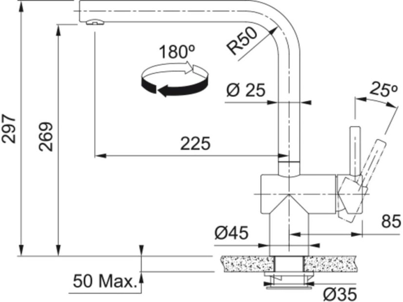 Drezová batéria Franke FC 5489.501 Atlas Neo Sensor
