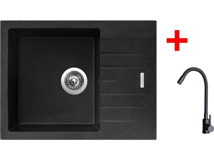 Sinks PERFECTO 650 Granblack + ELASTA čierná matná