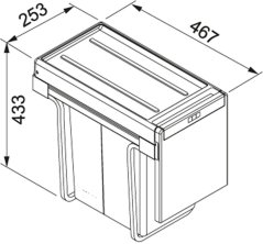 Výsuvný odpadkový kôš Franke Cube 30, 20+10 litrov