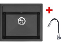 Set Sinks Solo 560 Pureblack + Elasta S nerez/čierná
