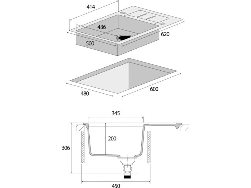 Granitový dřez s Conceptr DG05C45bc Cubis Černý - 4