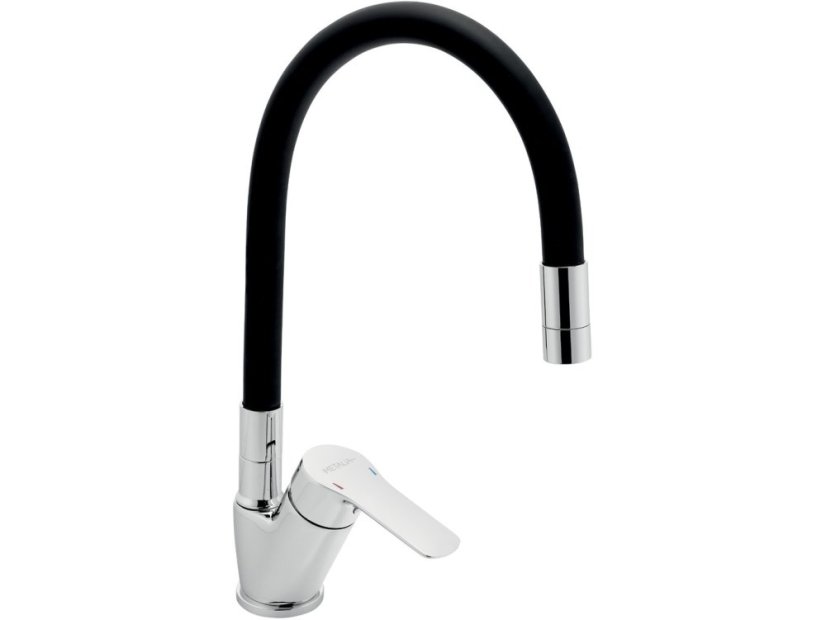 Dřezová baterie s černým flexi ramenem Metalia 54, chrom