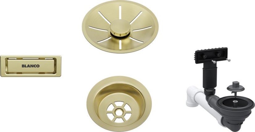 Odtoková sada 3 1" InFino pro jednu vaničku, přepad C-overflow, satin gold
