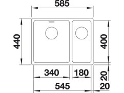 Nerezový dřez Blanco ANDANO 340/180 U Nerez, dřez vlevo