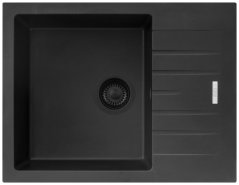 Sinks Perfecto 650 BL Pureblack granitový dřez s odkapem - 1
