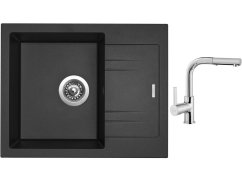Set Sinks LINEA 600 N Metalblack + batéria Sinks ENIGMA S chróm