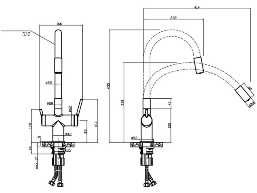 Filtračná batéria Ferro Filtrata s flexibilným ramenom, čierna/chróm BFT41B