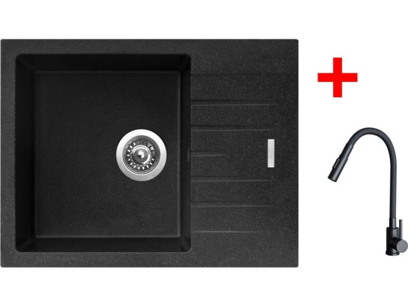 Sinks PERFECTO 650 Granblack + ELASTA S černá matná