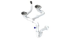 Drezový dvojsifón 3 1/2" pre granitové drezy s úsporou miesta
