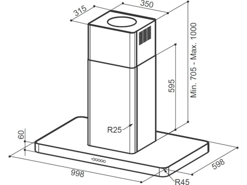 Ostrůvková digestoř Faber T-LIGHT ISOLA EV8 X A100