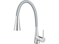 Dřezová baterie Ferro s šedým ramenem a sprškou 70720-0S