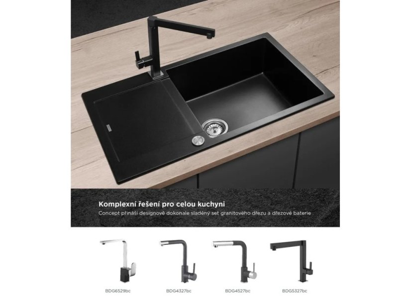 Granitový dřez Concept DG10L60bc Linea Černý - 3