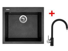 Set Sinks CUBE 560 Metalblack + Vitalia GR Set Sinks CUBE 560 Metalblack + Vitalia GR