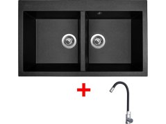 Set Sinks Amanda 860 Duo Metalblack + Elasta nerez/černá
