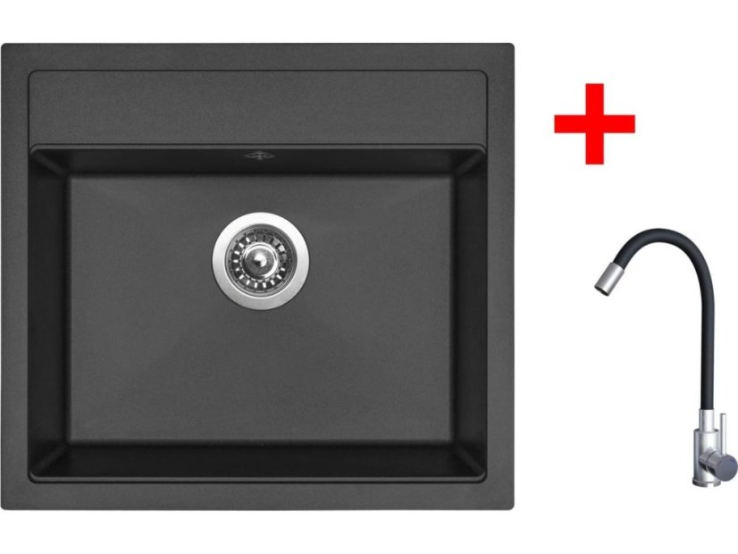 Sinks SOLO 560 Pureblack + Elasta nerez/černá