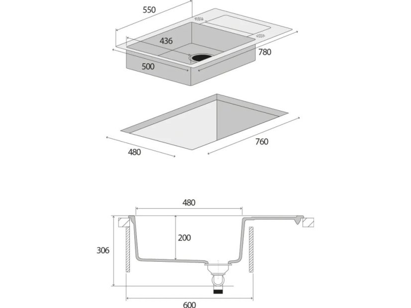 Granitový dřez Concept DG05L60bc Linea Černý - 4