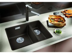 Granitový drez Blanco SUBLINE 340/160 F InFino sivá skala drez vľavo Granitový drez Blanco SUBLINE 340/160 F InFino sivá skala drez vľavo