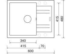 Granitový drez Sinks Linea 600 N Granblack