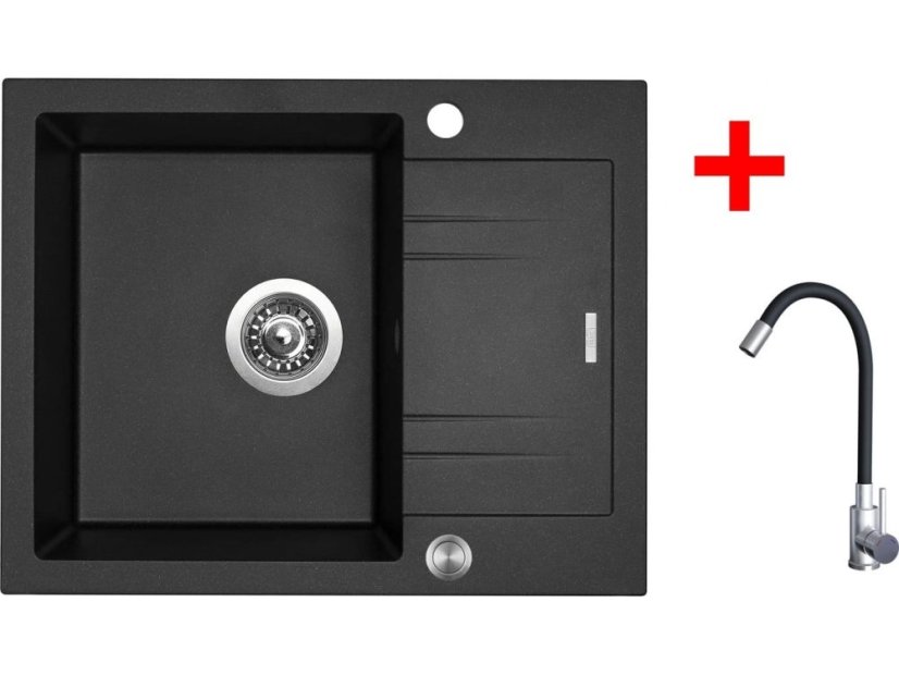 Sinks LINEA 600 XC Metalblack + Elasta nerez/černá