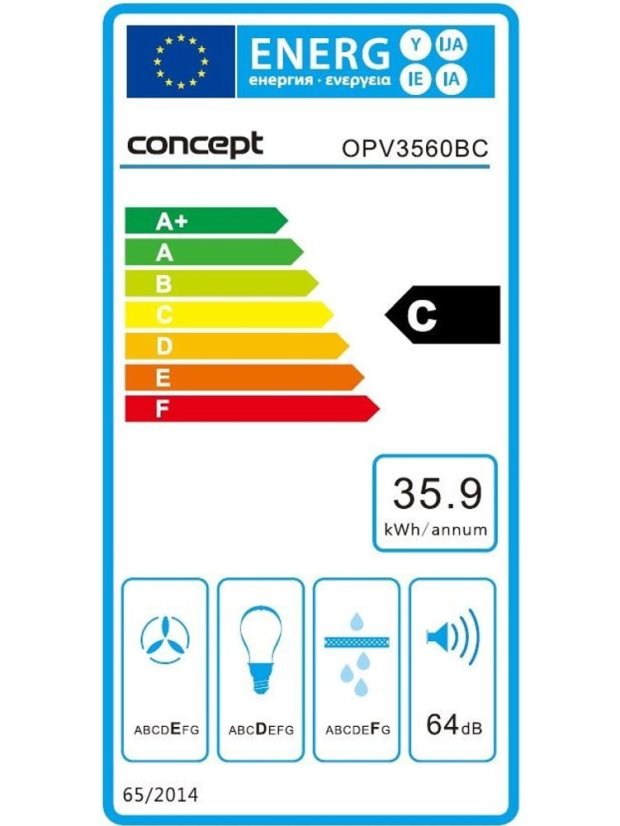 Concept OPV3560bc Black výsuvná digestoř 60 cm