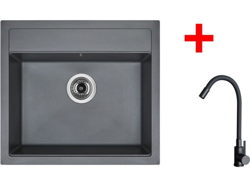 Set Sinks Solo 560 Titanium + Elasta čierná matná