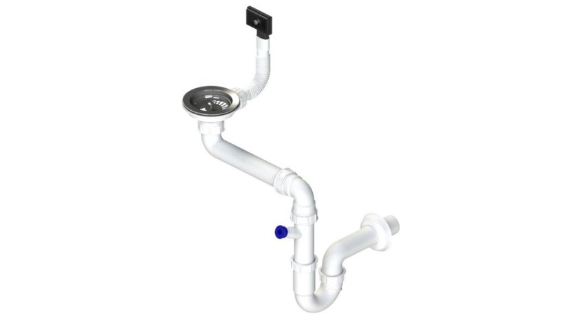 Sifón 3 1/2" pre nerez. drezy s úsporou miesta
