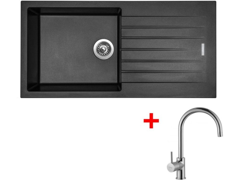 Set Sinks Perfecto 1000 Metalblack + Vitalia lesklá - 1