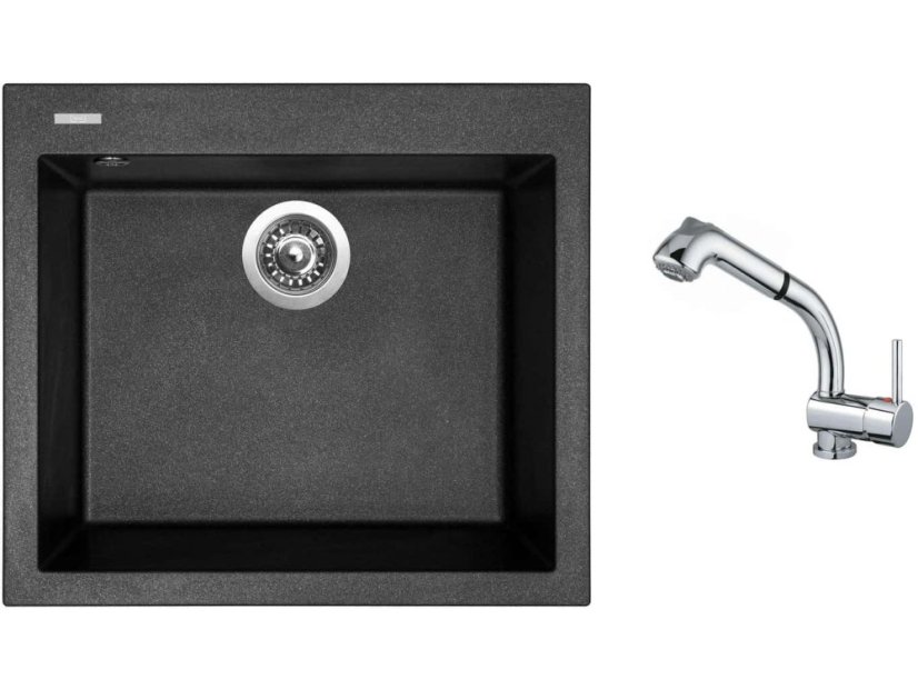 Set Sinks CUBE 560 Metalblack + baterie Sinks MIX 3 S Chrom