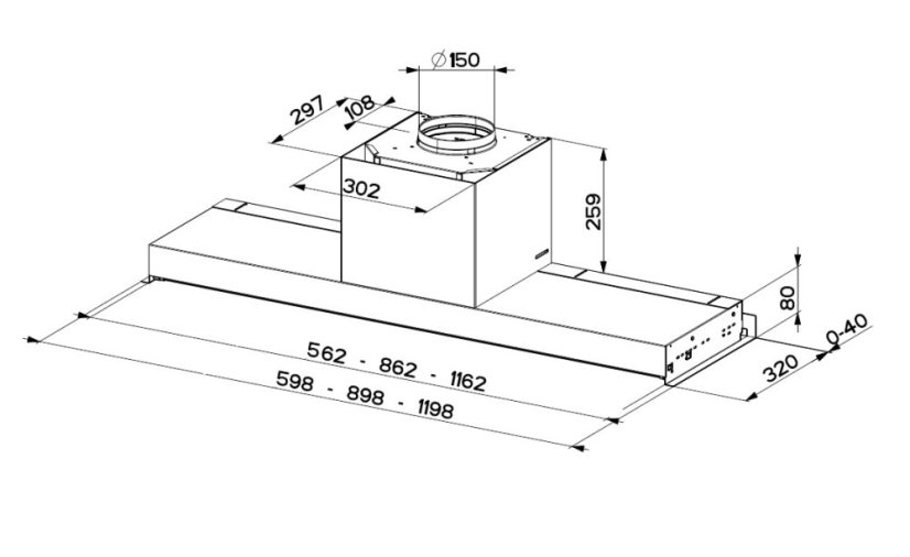 Vestavná digestoř Faber IN-NOVA TOUCH X/BK A120