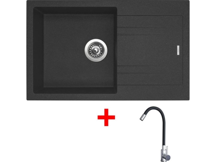 Sinks LINEA 780 Granblack + Elasta nerez/čierna