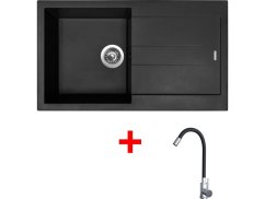 Set Sinks Amanda 860 Pureblack + Elasta nerez/černá