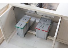 Vestavný odpadkový koš Elletipi ECOFIL - výsuvný, s rámem, 18+18 l - 2