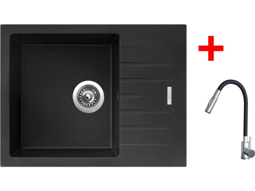 Sinks PERFECTO 650 Metalblack + ELASTA S nerez/čierná