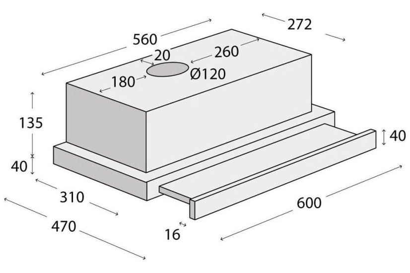 Concept OPV3260 výsuvná digestoř 60 cm