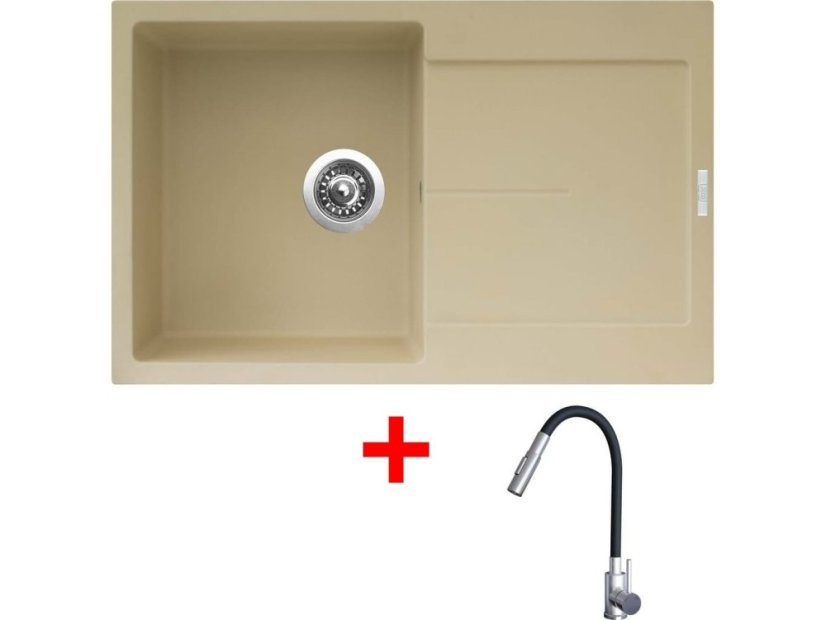 Sinks ULTIMA 790 Sahara + ELASTA S nerez/čierná