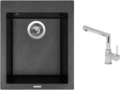 Set Sinks CUBE 410 Metalblack + baterie Sinks MIX 350 P chrom Set Sinks CUBE 410 Metalblack + baterie Sinks MIX 350 P chrom