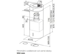 Ostrůvková digestoř Faber CYLINDRA ISOLA PLUS EV8 WH GLOSS A37