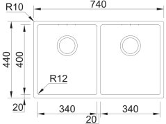 Nerezový drez Sinks BOX 740 DUO RO 1,0mm