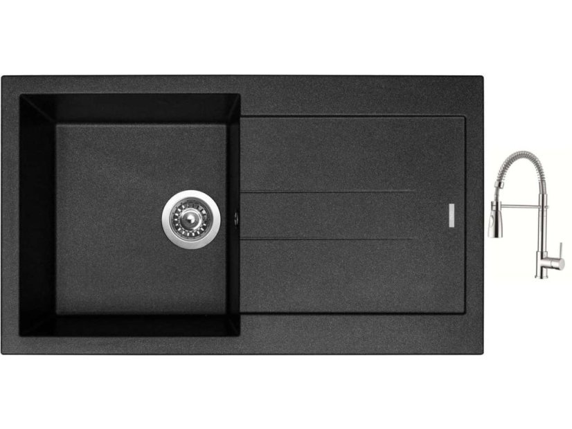 Set Sinks AMANDA 860 Metalblack + batéria Sinks MIX 35 PROF S chróm