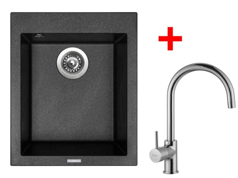 Set Sinks CUBE 410 Metalblack + Vitalia