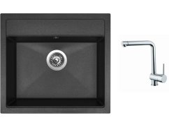 Set Sinks SOLO 560 Granblack + baterie Sinks MIX 3 chrom Set Sinks SOLO 560 Granblack + baterie Sinks MIX 3 chrom