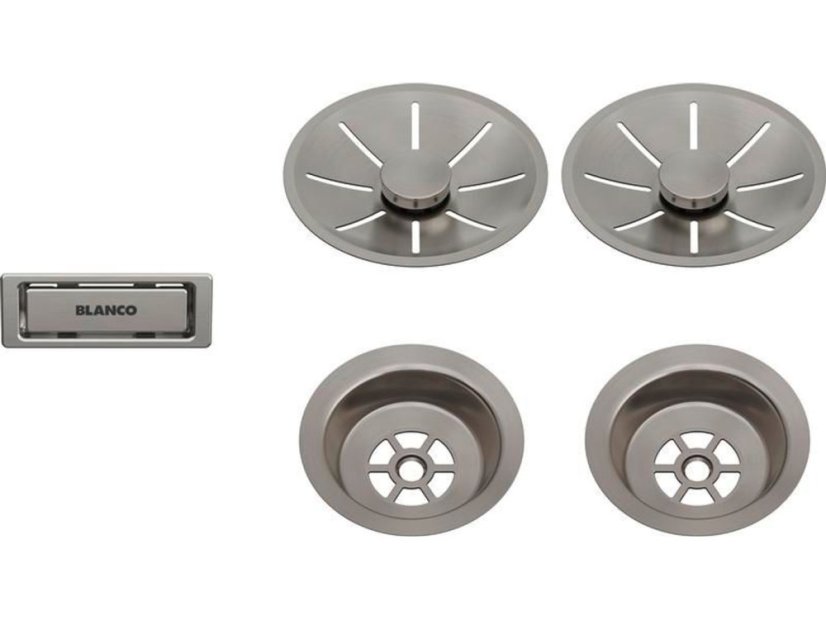 Odtoková sada InFino s přepadem C-overflow, satin dark platinum pro dva dřezy Odtoková sada InFino s přepadem C-overflow, satin dark platinum pro dva dřezy