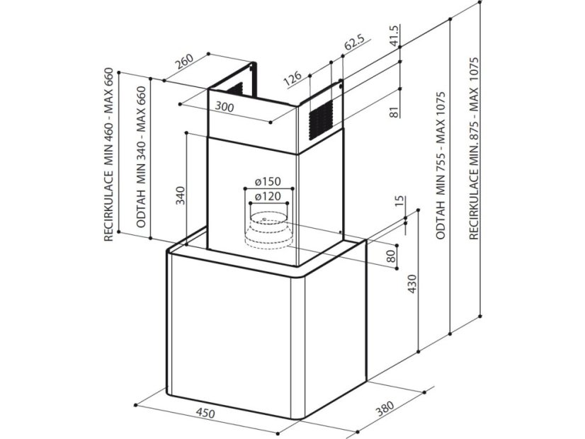 Komínová digestoř Faber LITHOS EG6 BK A45